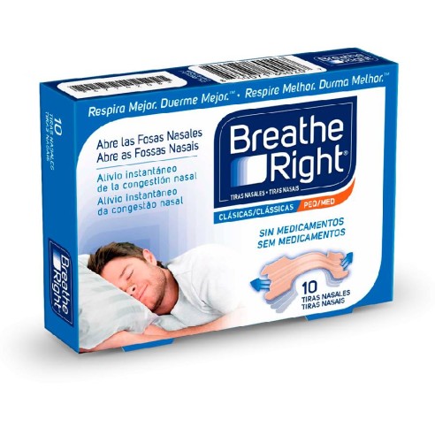 BREATHE RIGHT CLASICAS TIRA ADH NASAL 10 UNIDADES TALLA PEQUEÑA-MEDIANA