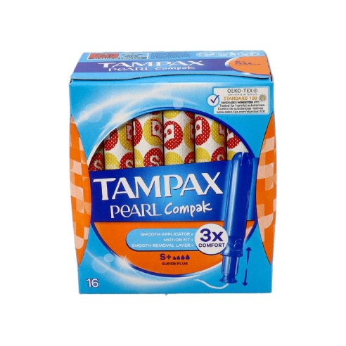 TAMPAX COMPAK PEARL TAMPON 100ALGODON  16 UNIDADES SUPER PLUS