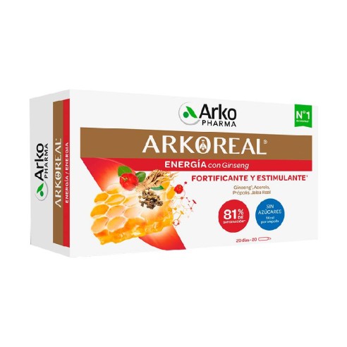 ARKOREAL JALEA REAL GINSENG SIN AZUCAR  20 AMPOLLAS 15 ML