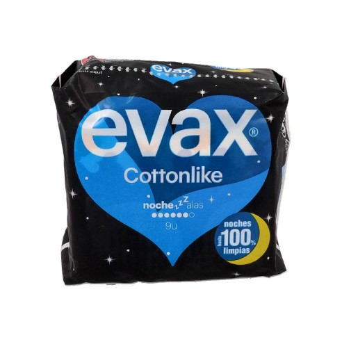 COMPRESAS HIGIENICAS FEMENINAS EVAX COTTONLIKE NOCHE CON ALAS 11 COMPRESAS