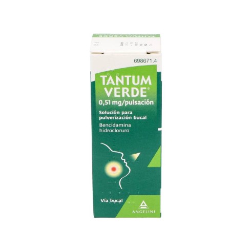 TANTUM VERDE 0,51 MG/PULSACION SOLUCION PARA PULVERIZACION BUCAL 1 FRASCO 15 ML