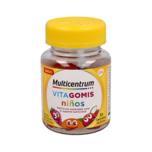 MULTICENTRUM VITAGOMIS NIÑOS  30 CARAMELOS DE GOMA SABOR FRUTOS CEREZA NARANJA Y FRESA/FRAMBUESA