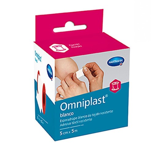 ESPARADRAPO HIPOALERGICO OMNIPLAST TEJIDO RESISTENTE 1 UNIDAD 5 M X 5 CM COLOR BLANCO